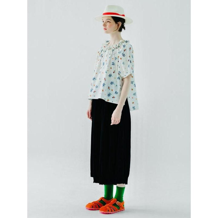 Summer Floral Casual Short Shirt with Peter Pan Collar for Women