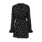 Polka-dot self-tie slim fit dress, view 5 - MRSLM