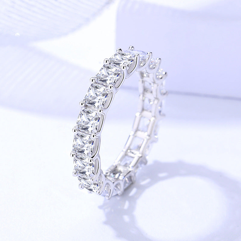women's square row stone ring, view 2 - MRSLM
