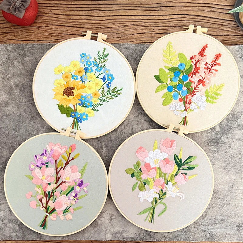 Kit de Bordado de Flores para Iniciantes