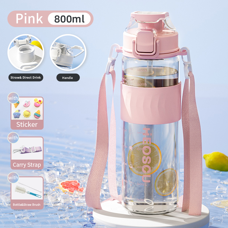 800ml insulated glass water bottle with tea filter, view 2 - MRSLM