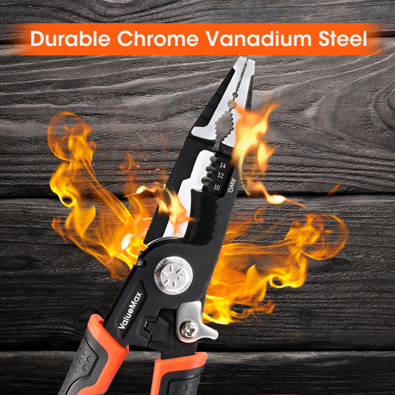 8.5-inch wire cutters and strippers with flush pliers, view 3 - MRSLM