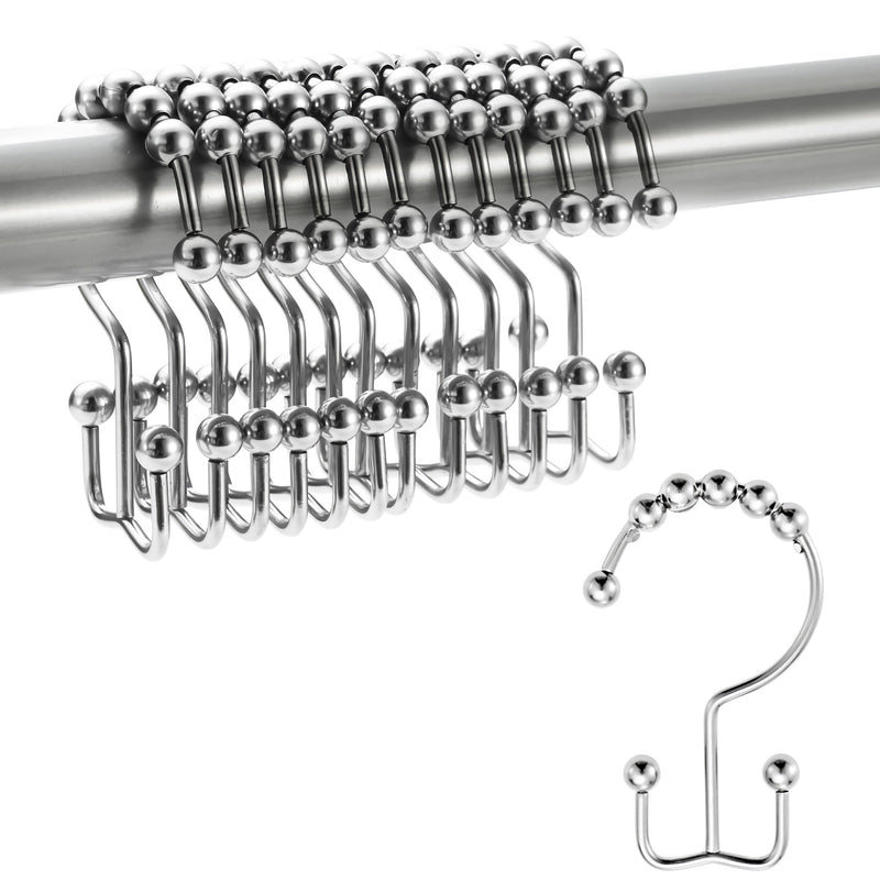 12-pack metal double glide shower curtain hooks, view 3 - MRSLM