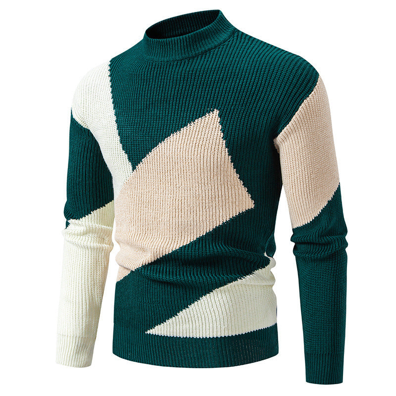 Suéter masculino de gola redonda multicolorido