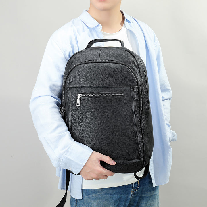 Head Layer Cowhide Backpack For Men With Large Capacity
