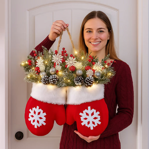 Christmas mitten door wreath, view 5 - MRSLM