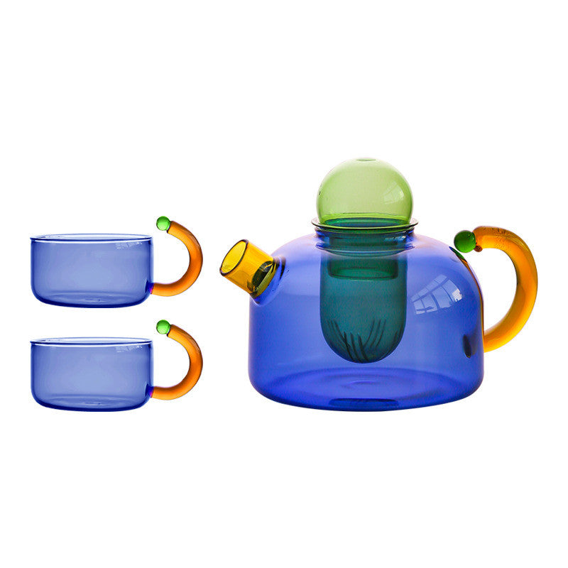colorful glass teapot and teacup set, view 11 - MRSLM