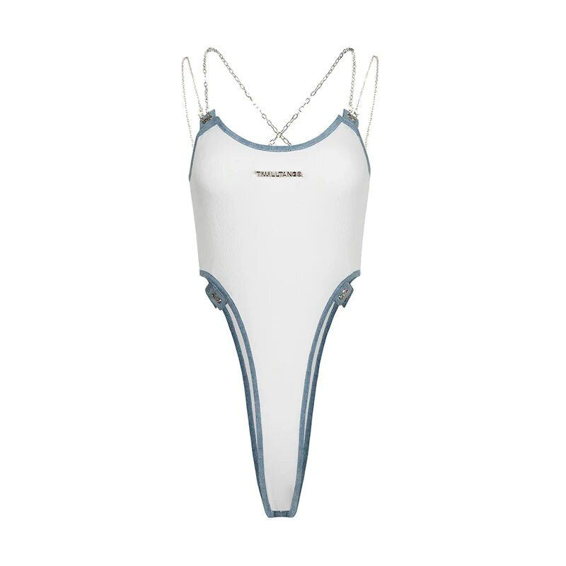 high cut backless bodysuit, view 3 - MRSLM