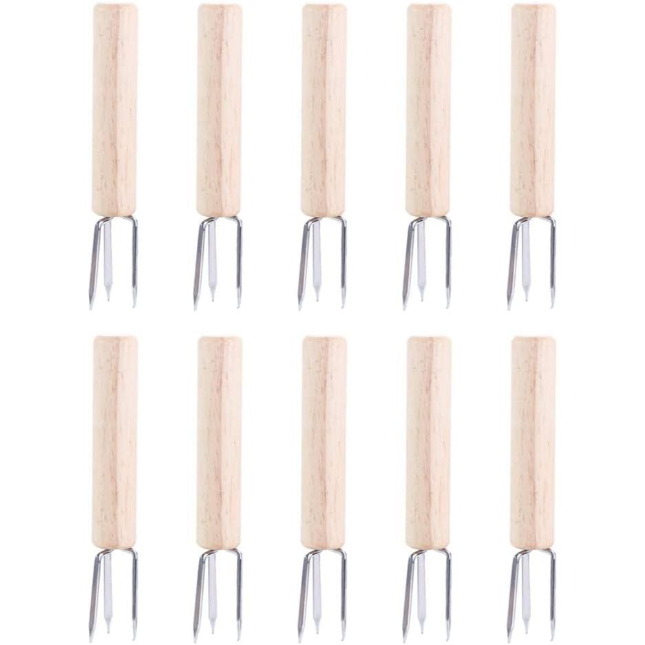 Stainless Steel Corn Holders with Wooden Handles