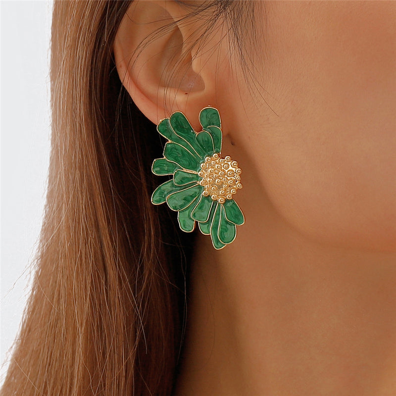 flower petal stud earrings, view 2 - MRSLM