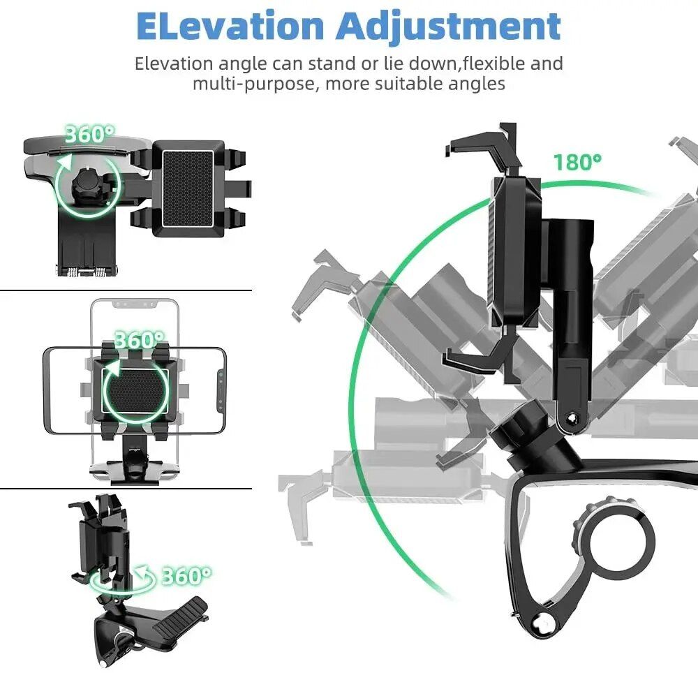 360° Rotating Universal Car Phone Mount - Dashboard & Mirror Holder