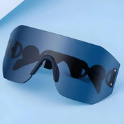oversized shield rimless sunglasses, view 14 - MRSLM