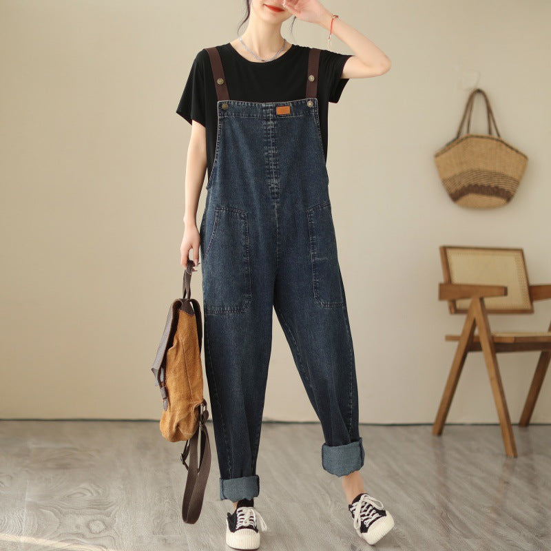 2023 New Real Time Denim Strap Pants Women