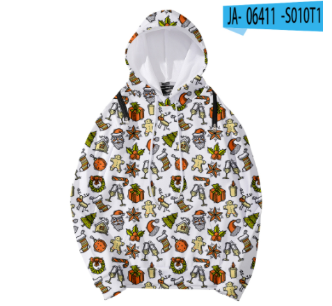 Christmas Element Printed Detachable Hooded Loose Women's Sweater