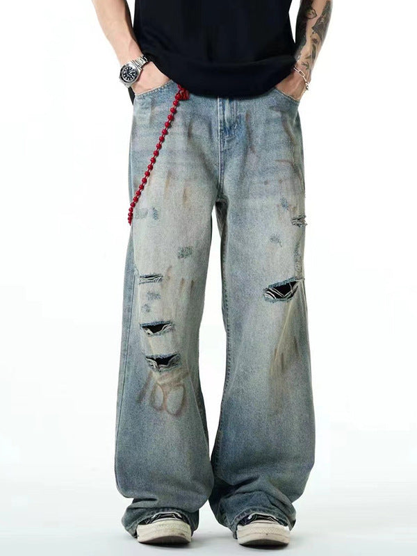 ripped wide leg jeans, view 4 - MRSLM