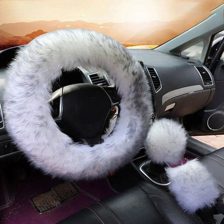 Warm & Fluffy Woolen Steering Wheel Cover Kit