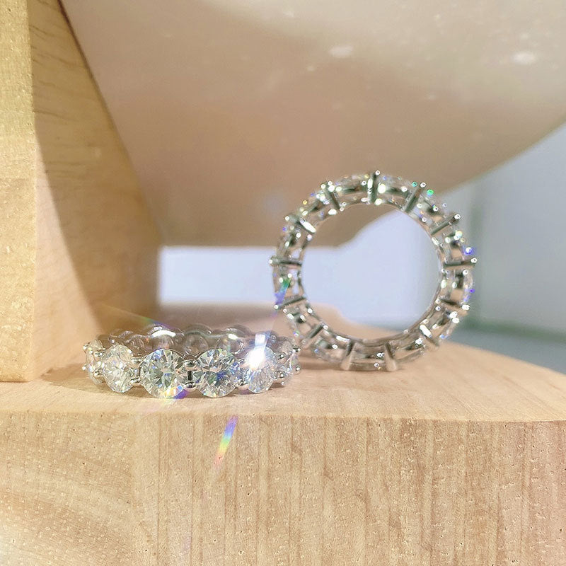 d color moissanite full pave silver ring, view 5 - MRSLM