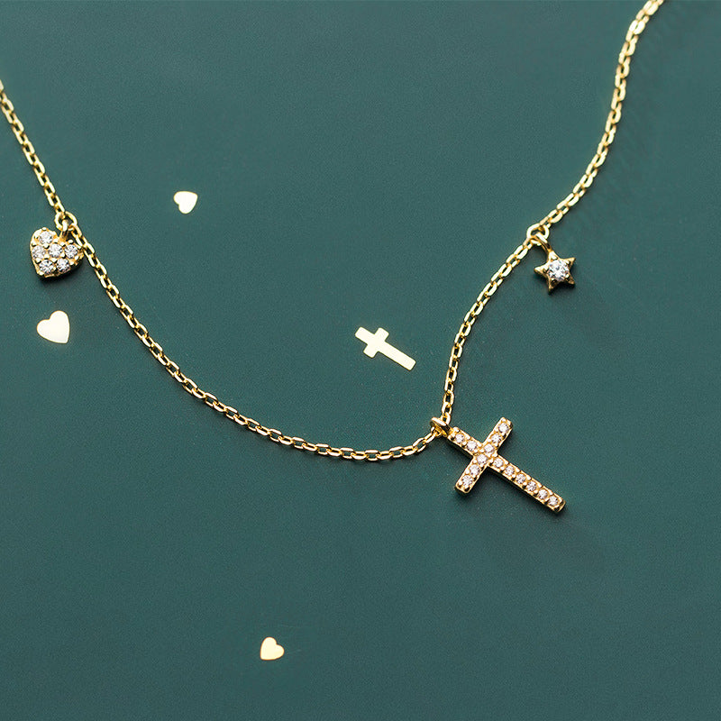 S925 Silver Cross Pendant Necklace