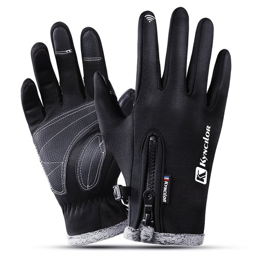 Fleece touchscreen winter gloves with zipper, view 6 - MRSLM