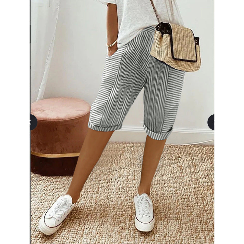 striped loose cropped pants, view 4 - MRSLM