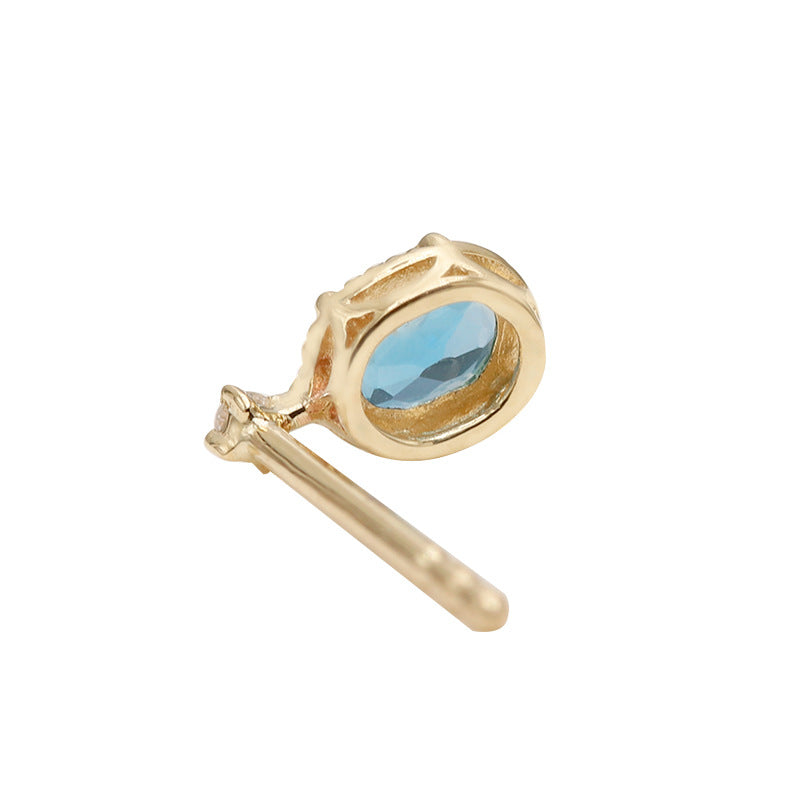 london blue topaz ear studs, view 4 - MRSLM