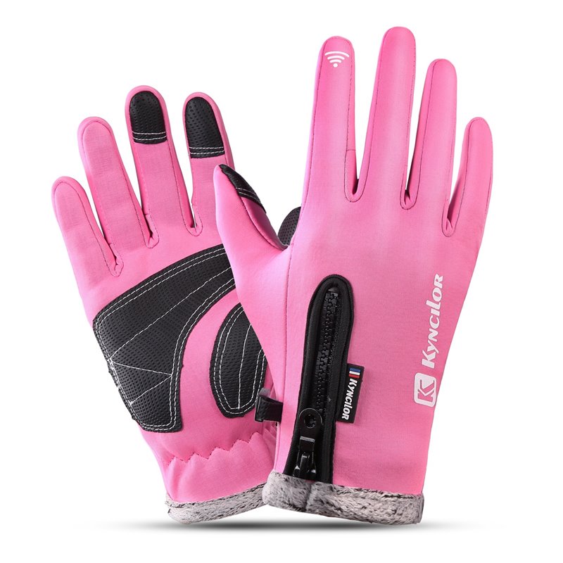 Fleece touchscreen winter gloves with zipper, view 7 - MRSLM