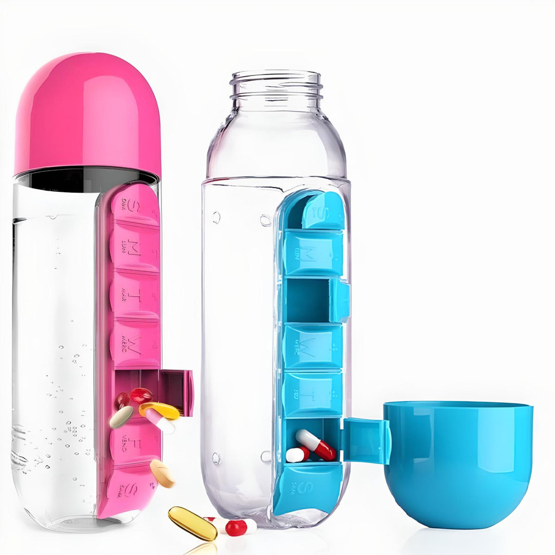 2 in 1 600ml Medicine Box Water Bottle Organizer