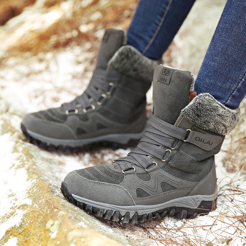 Women's Velvet-Lined Lace-Up Ankle Boots