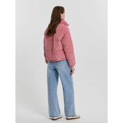 Pink striped corduroy turtleneck puffer jacket, view 6 - MRSLM