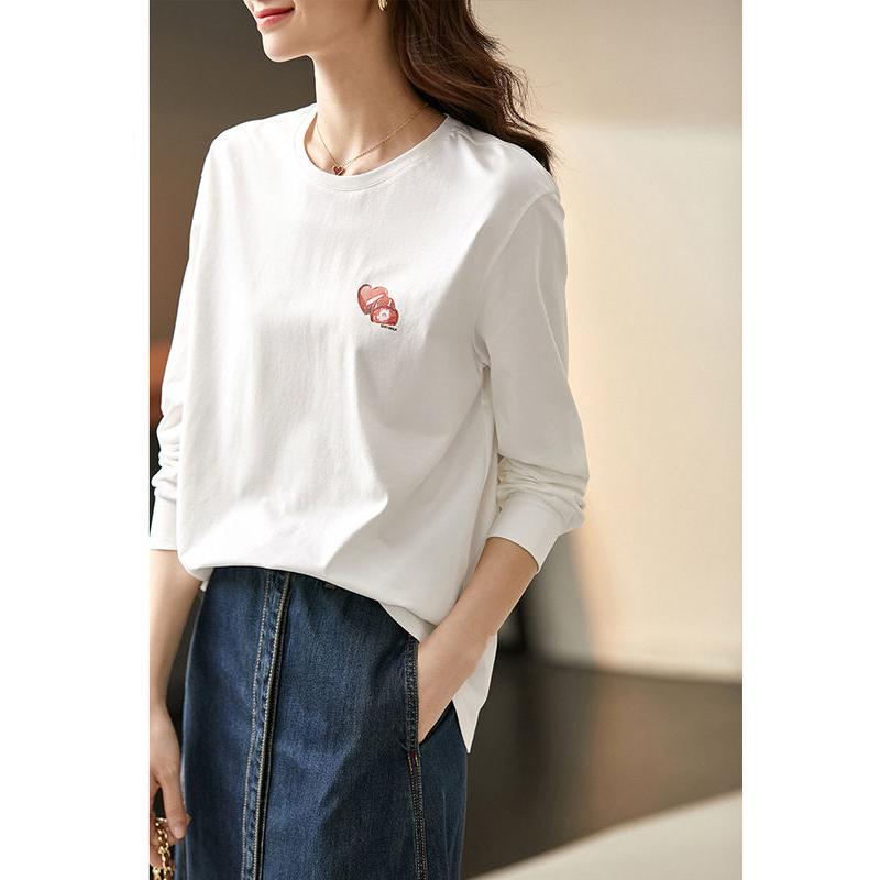 Camisetas de manga comprida estampadas para mulheres