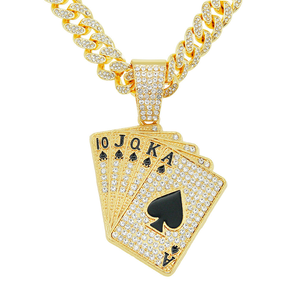 Diamond-embedded Poker Pendant Necklace Accessories Pendant