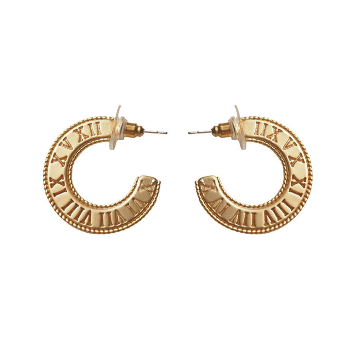 Roman Numeral Ring Shaped Earrings Design Sense