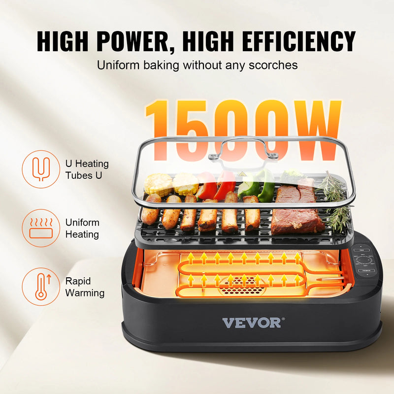 Grelha de interior sem fumo de 1500 W