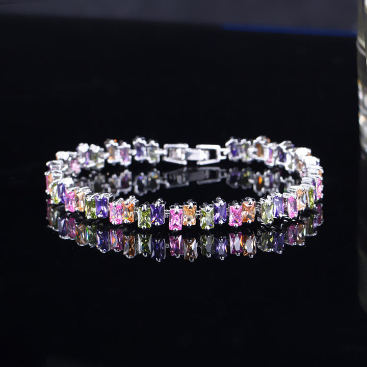 Square Blue Purple Transparent Zircon Bracelet