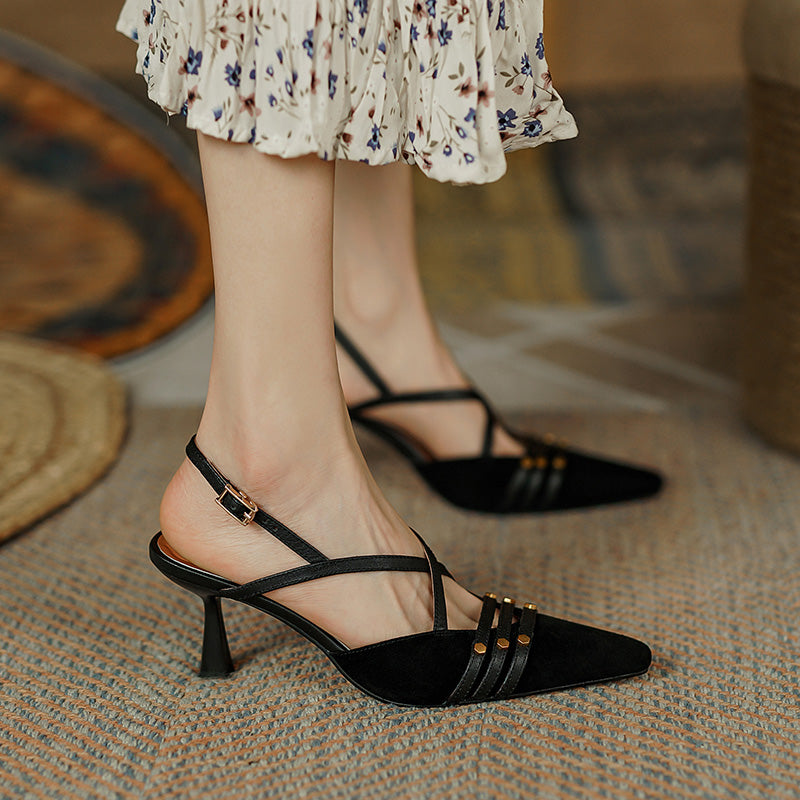 Suede high heel sandals, view 7 - MRSLM