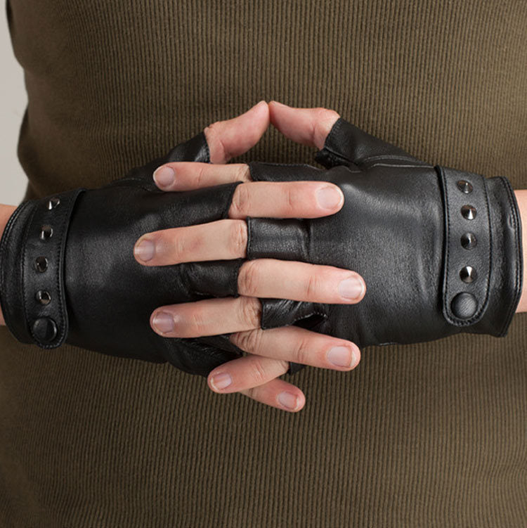 men's and women's half finger leather gloves, view 3 - MRSLM