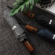 automatic windproof golf umbrella with wooden handle - MRSLM