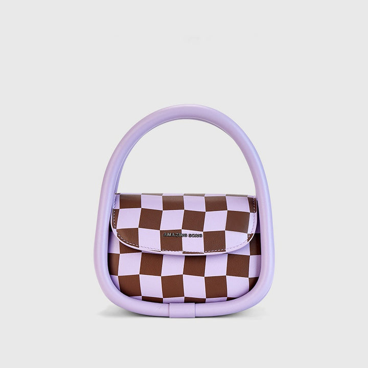 Vintage Leather Checkerboard Crossbody Bag
