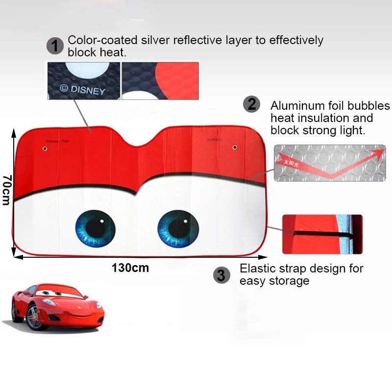 Aluminum Foil Car Sunshade with Heated Eyes Design – Windshield Solar Protector