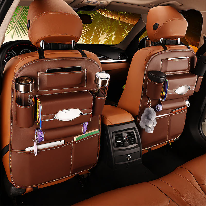 PU leather car back seat organizer, view 2 - MRSLM