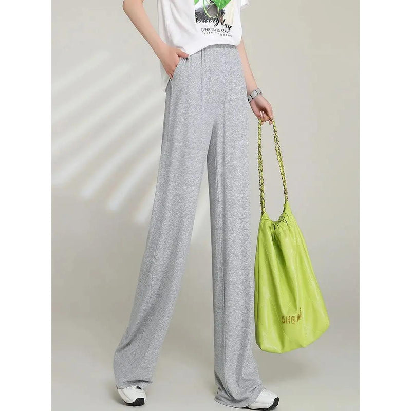 high waist draping casual pants for women, view 4 - MRSLM