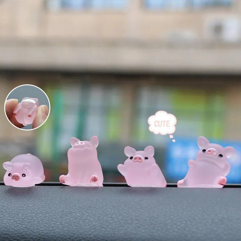 Cute Resin Piggy Decoration for Console & Rearview Mirror