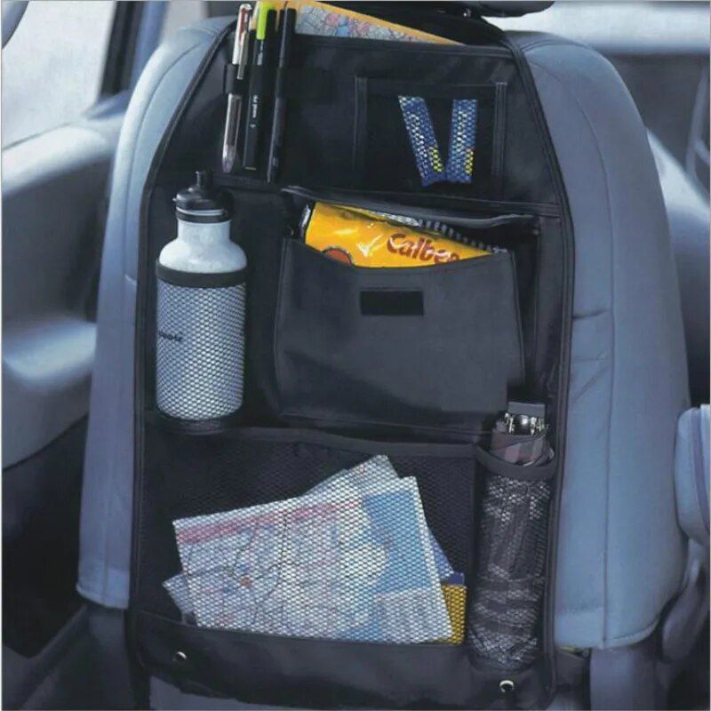 Universal Waterproof Car Seat Back Organizer: Multifunctional Storage in Black