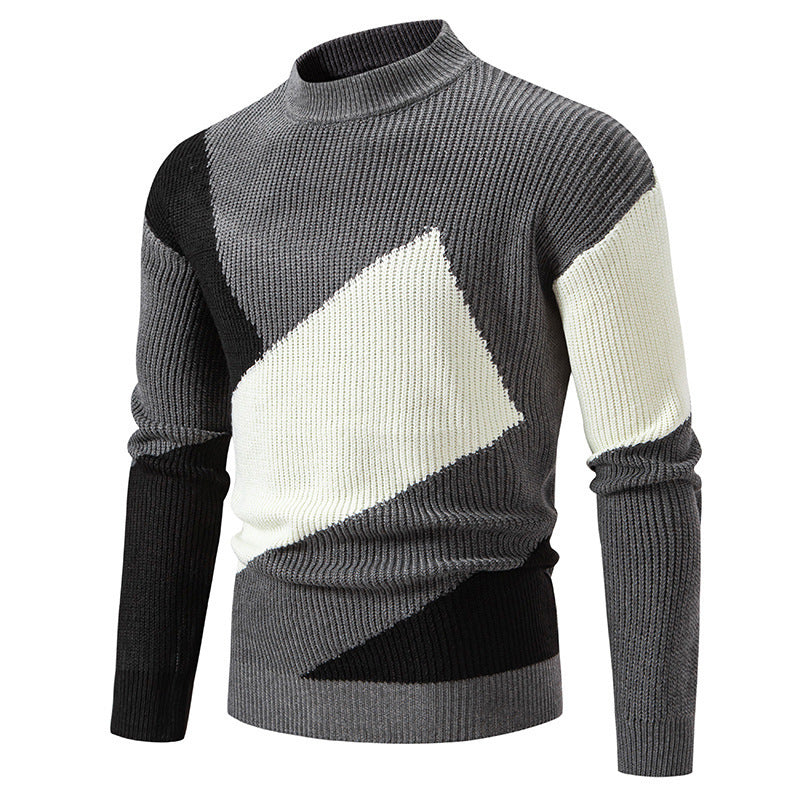 Suéter masculino de gola redonda multicolorido