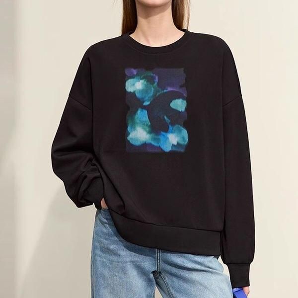 Women's Abstract Print Loose Hoodie