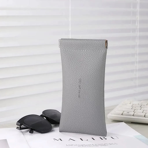 pu leather glasses case with automatic closure, view 4 - MRSLM