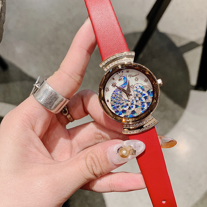 peacock design ladies quartz watch, view 5 - MRSLM