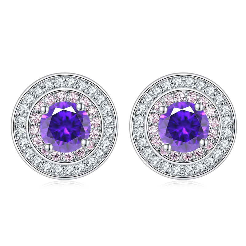 sterling silver round micro set zircon earrings, view 12 - MRSLM