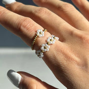 gold plated geometric floral adjustable ring, view 7 - MRSLM