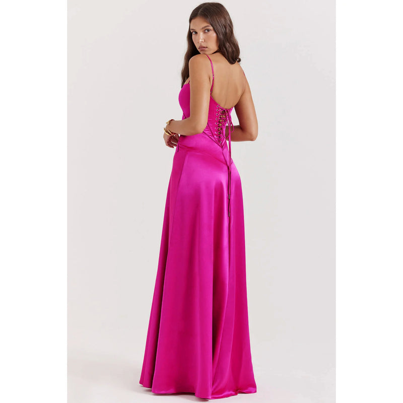 lace-up formal dress, view 18 - MRSLM